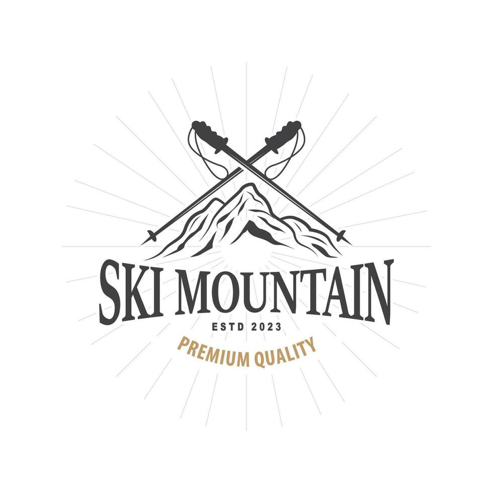 Ski Sport Logo, Winter Schnee Sport Design retro Jahrgang Vektor Illustration