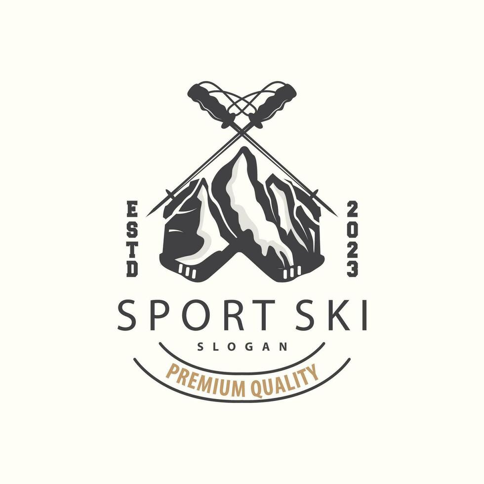 Ski Sport Logo, Winter Schnee Sport Design retro Jahrgang Vektor Illustration