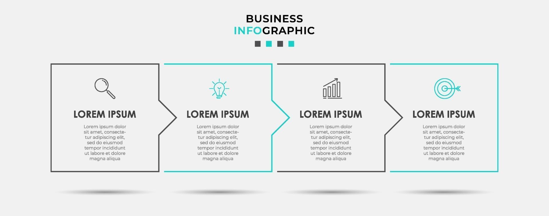 Infografik-Designvorlage mit Symbolen und 4 Optionen oder Schritten vektor