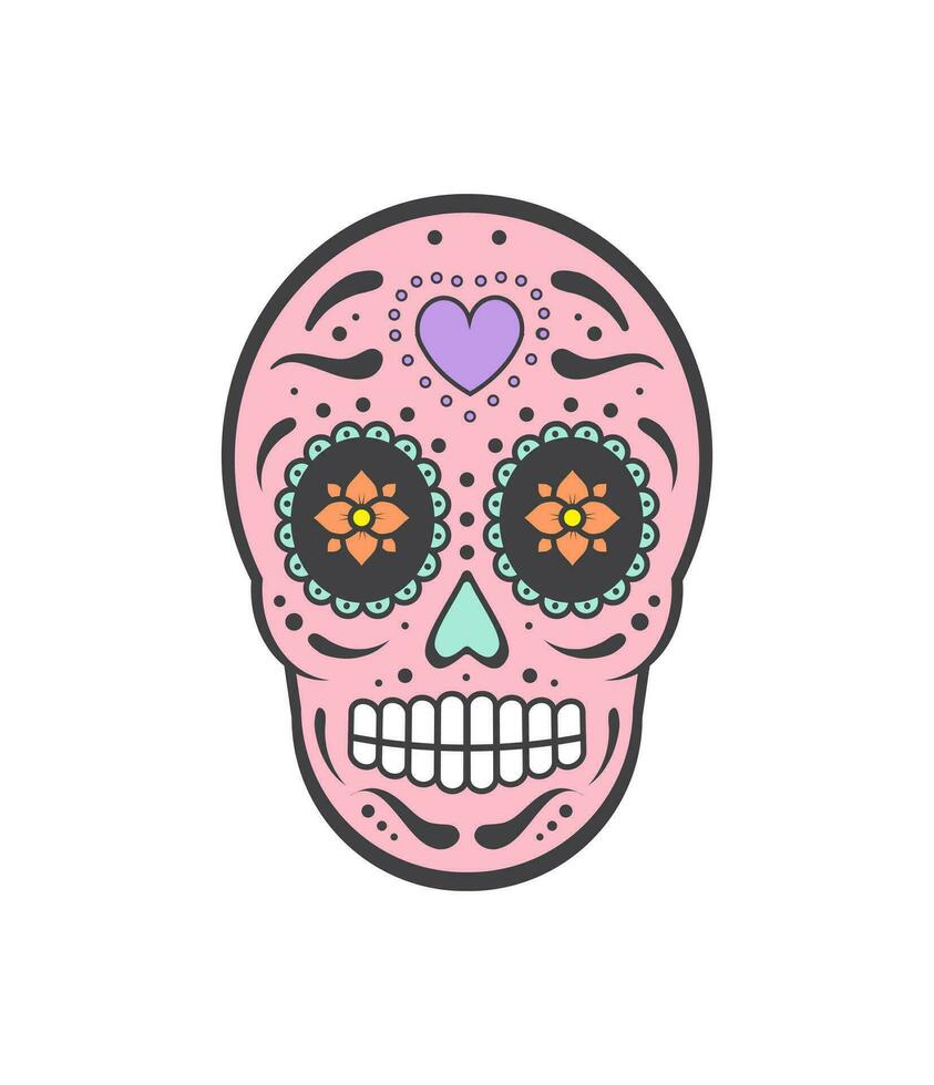 vektor rosa färgrik mexikansk socker skalle