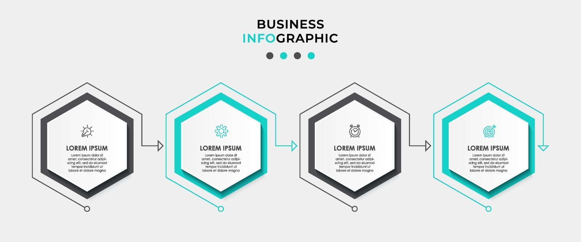 Infografik-Designvorlage mit Symbolen und 4 Optionen oder Schritten vektor