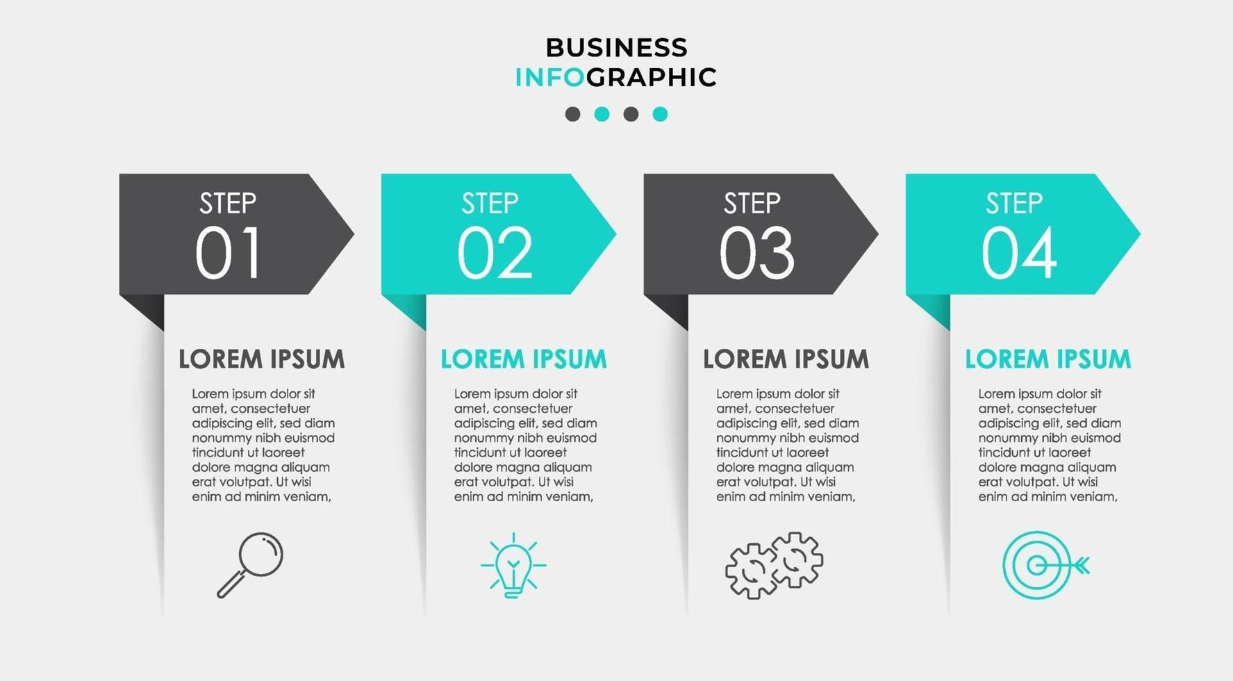 Infografik-Designvorlage mit Symbolen und 4 Optionen oder Schritten vektor