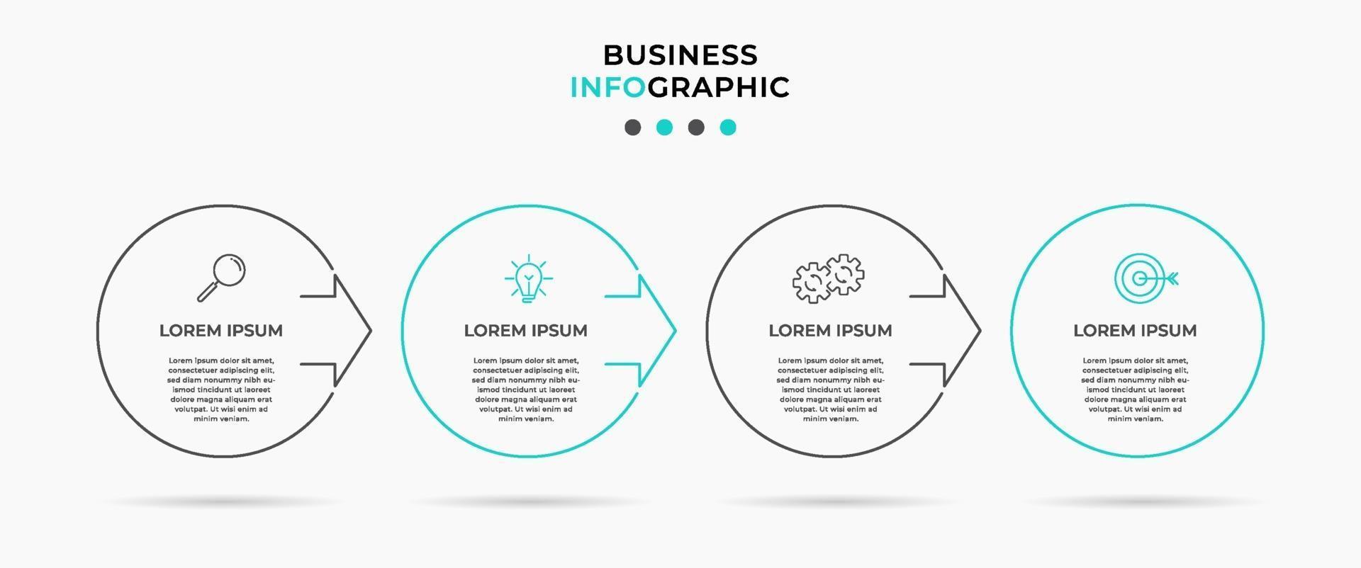 Infografik-Designvorlage mit Symbolen und 4 Optionen oder Schritten vektor