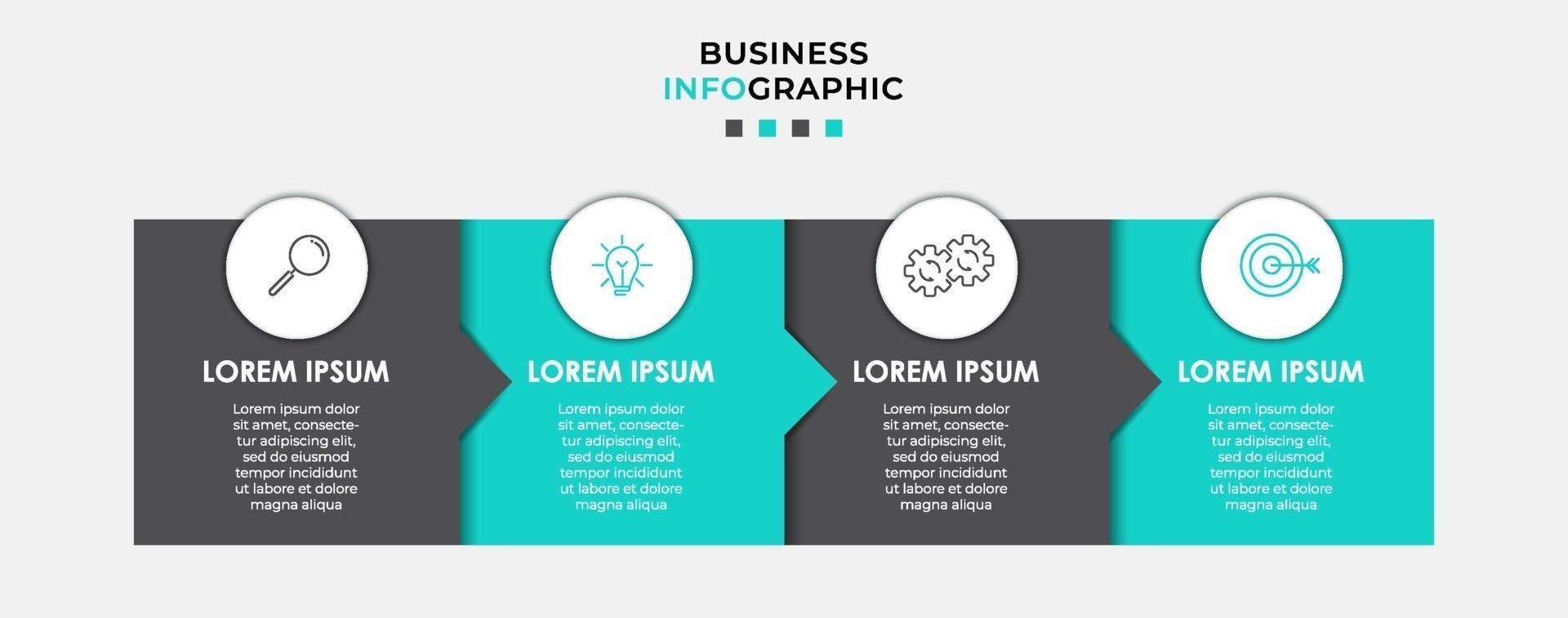 infographic designmall med ikoner och fyra alternativ eller steg vektor