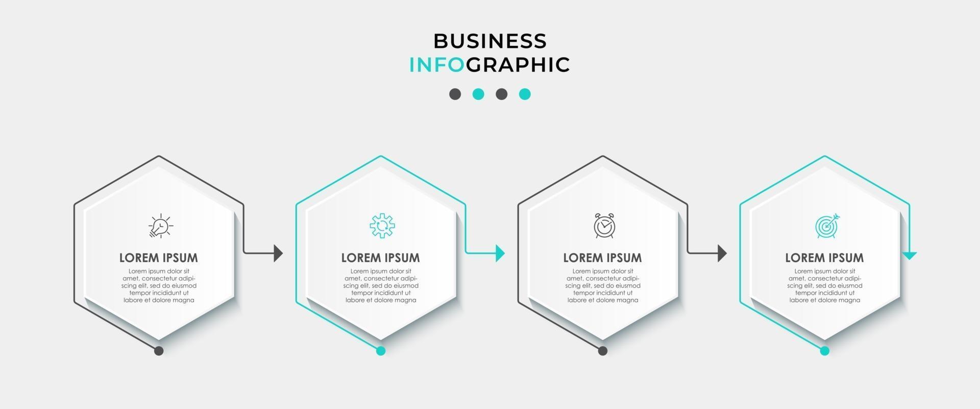 Infografik-Designvorlage mit Symbolen und 4 Optionen oder Schritten vektor