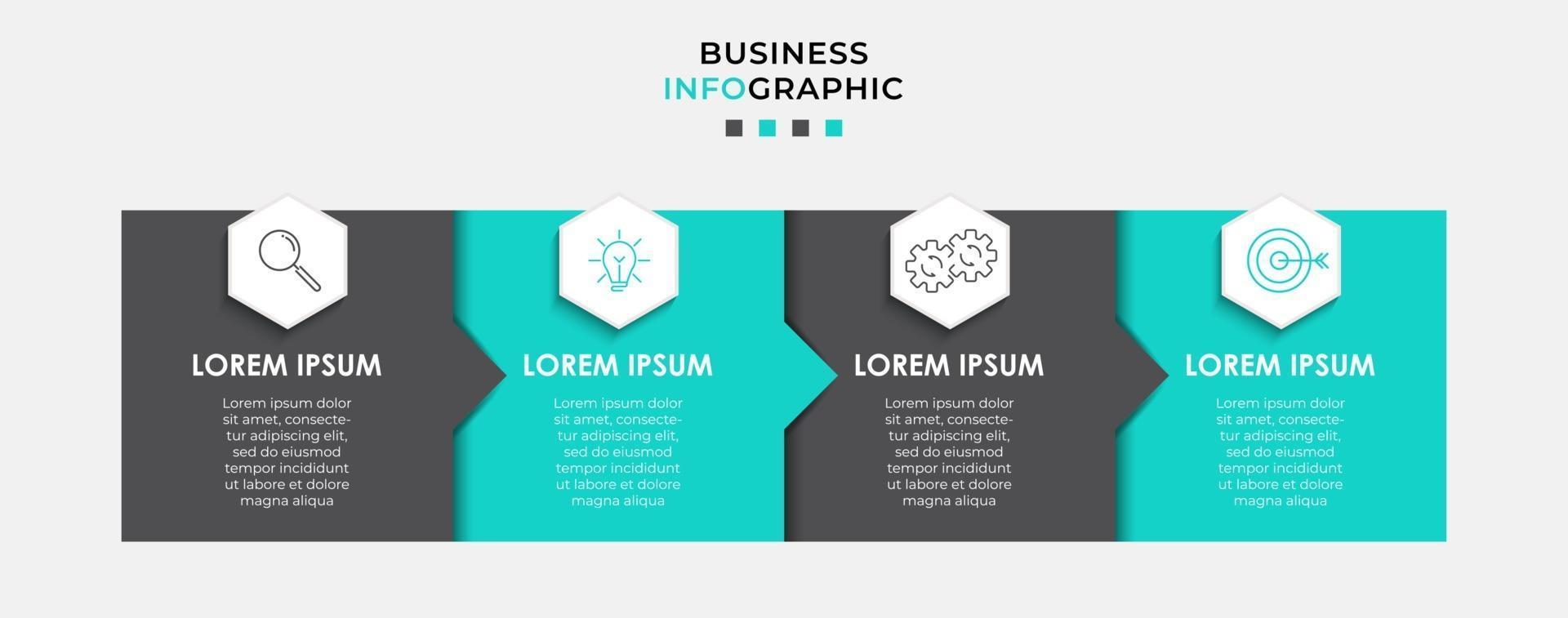infographic designmall med ikoner och fyra alternativ eller steg vektor