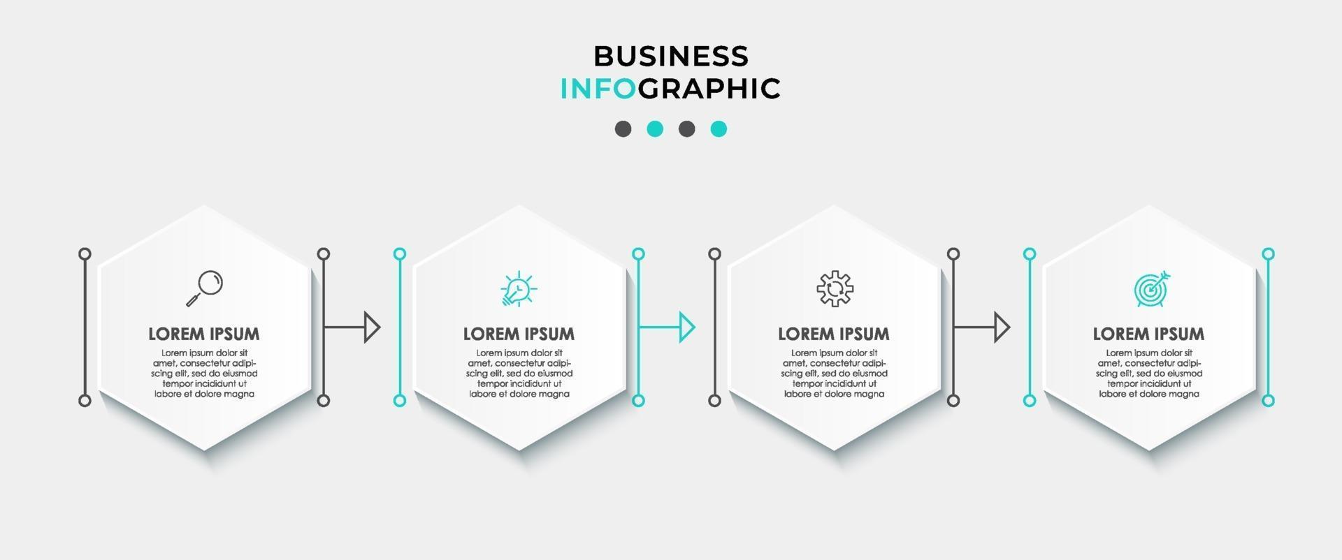 Infografik-Designvorlage mit Symbolen und 4 Optionen oder Schritten vektor