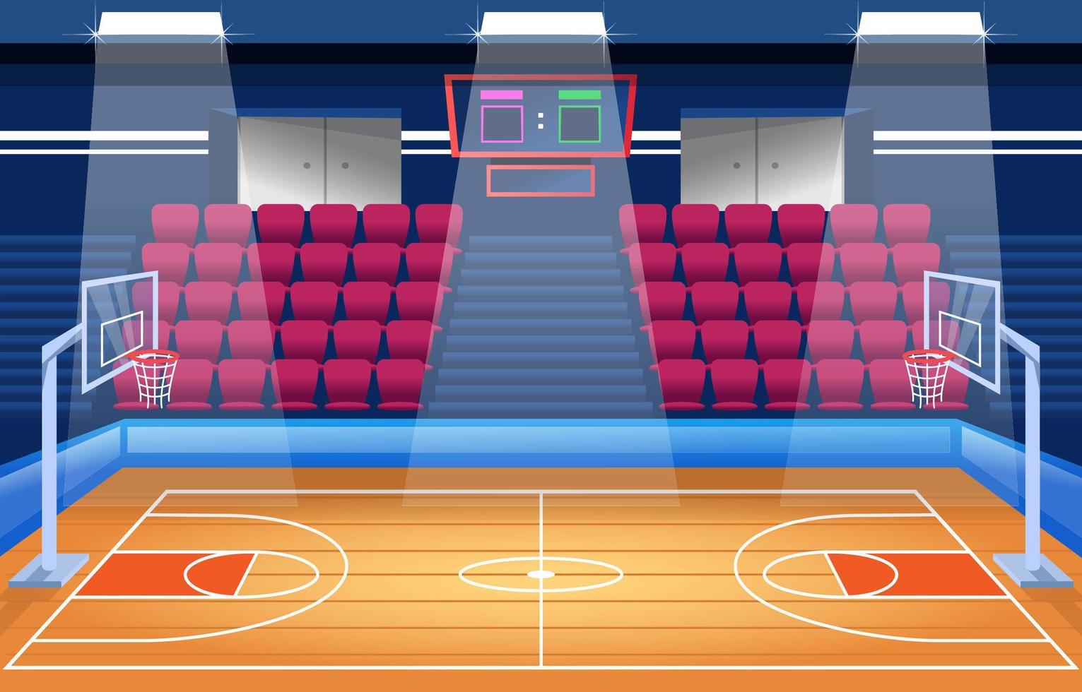 Basketball-Innenstadion-Cartoon-Hintergrund vektor