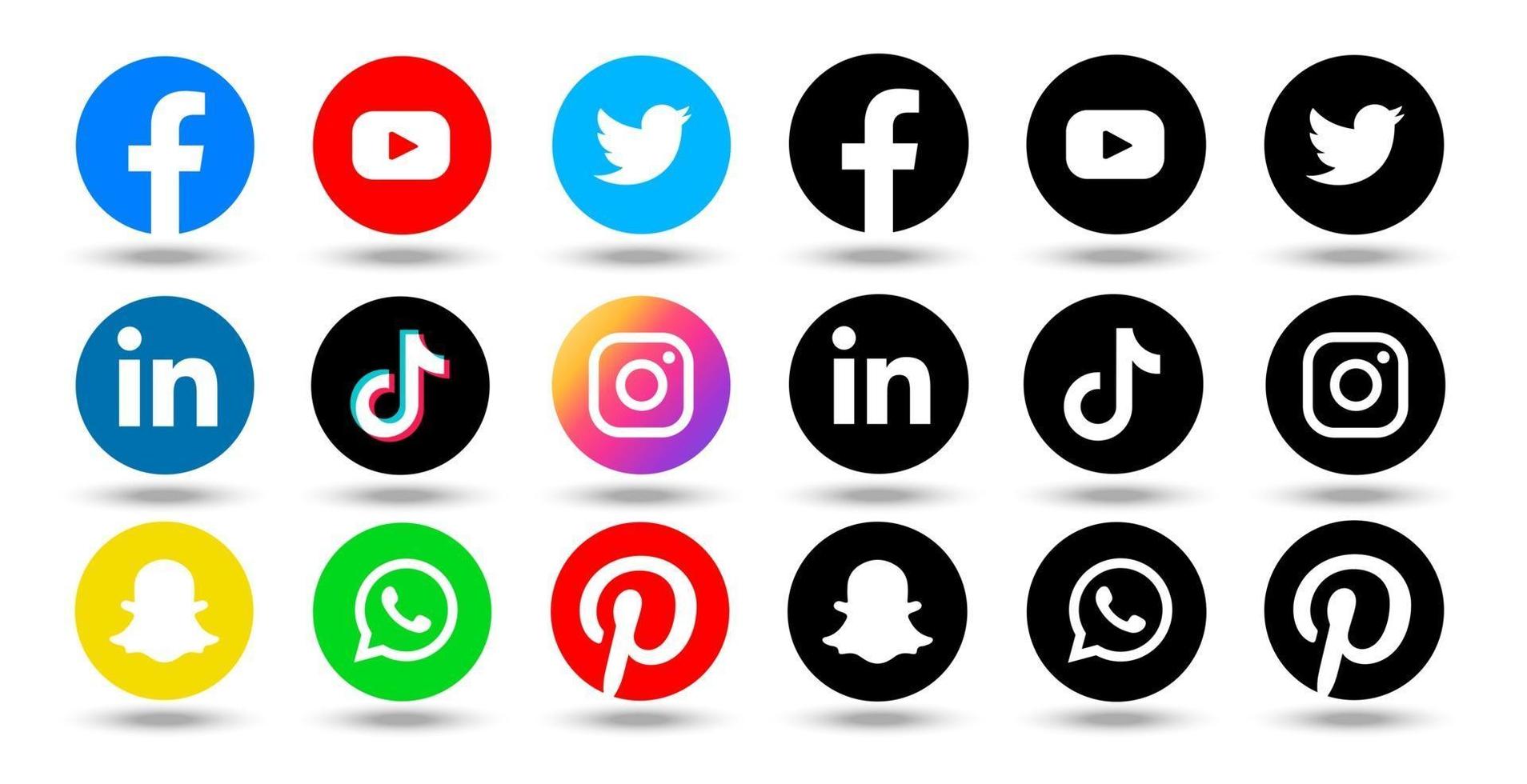 beliebtes Social-Media-Netzwerk-Symbol-Logo in Schwarzweiß und Farbe. vektor