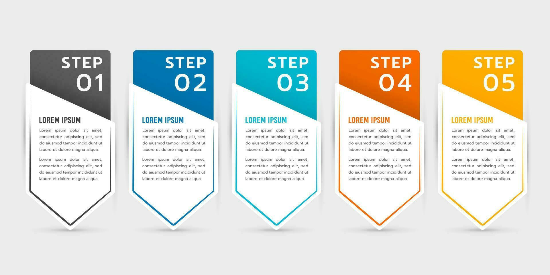5 Schritte Infografik Etiketten Design Vorlage zum Geschäft. Vektor Illustration.