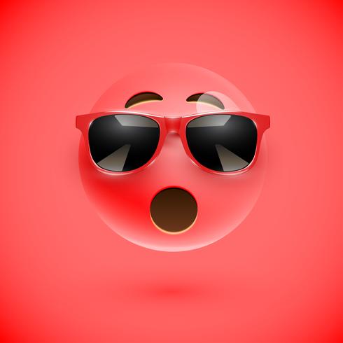 Hoch-ausführlicher smiley 3D mit Sonnenbrille auf einem bunten Hintergrund, Vektorillustration vektor