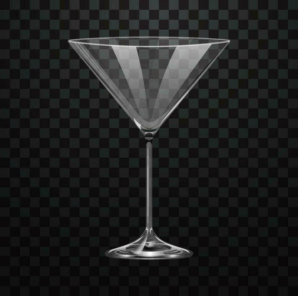 realistisk tömma Martini glas isolerat på transparent bakgrund vektor