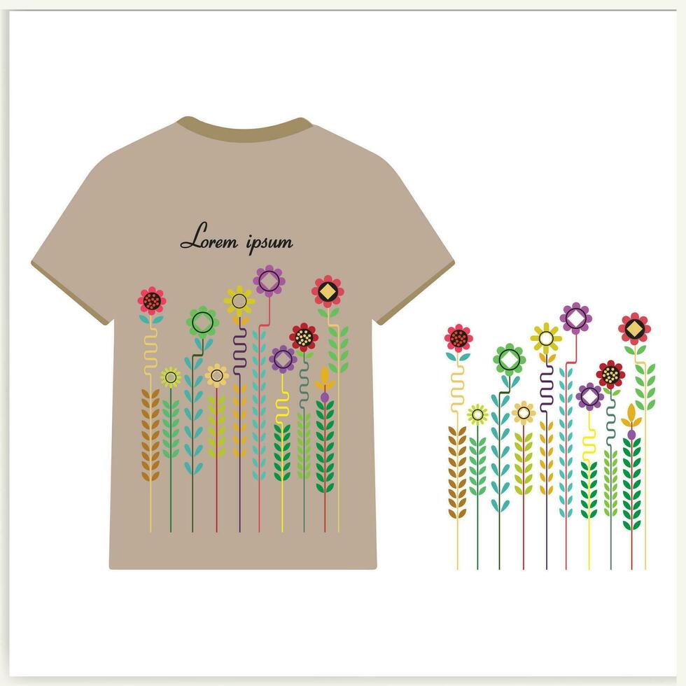 Vektor T-Shirt Design wild Blumen- Design Elemente Blume Kräuter Illustration