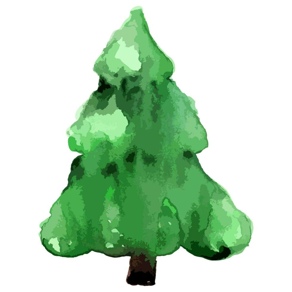 vattenfärg vektor jul träd. vintergröna illustration. isolerat ny år.