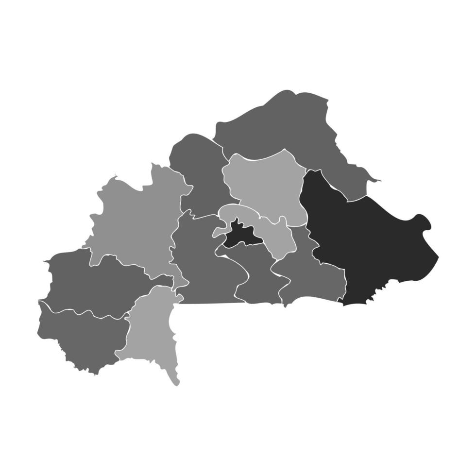 grå delad karta över Burkina Faso vektor