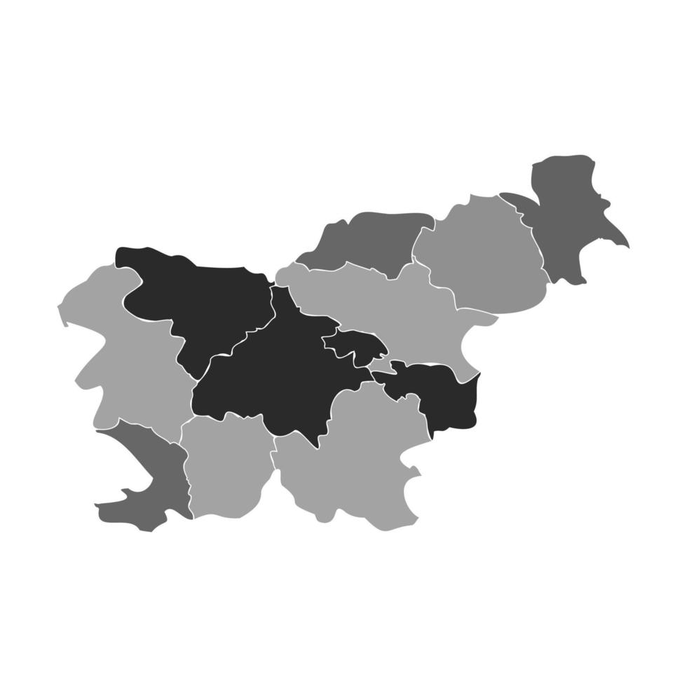 grå uppdelad karta över Slovenien vektor