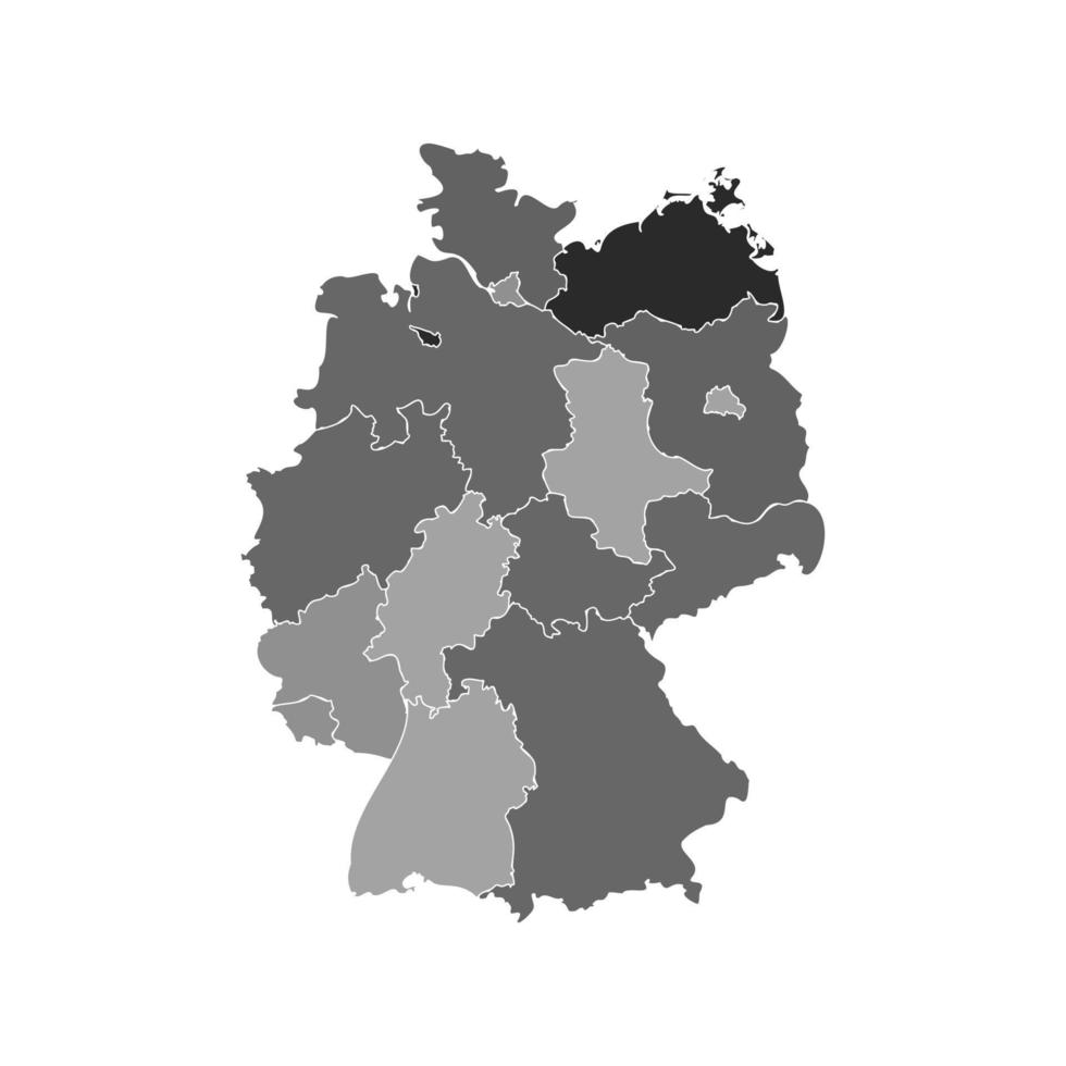graue geteilte karte von deutschland vektor