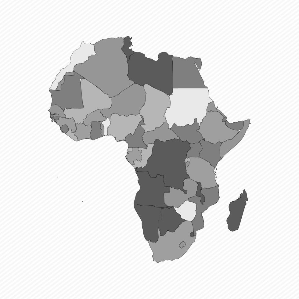 grau geteilte karte von afrika vektor