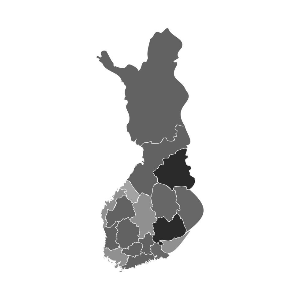 grå delad karta över Finland vektor