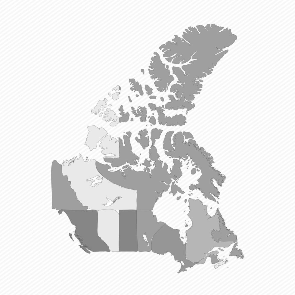 grå delad karta över Kanada vektor