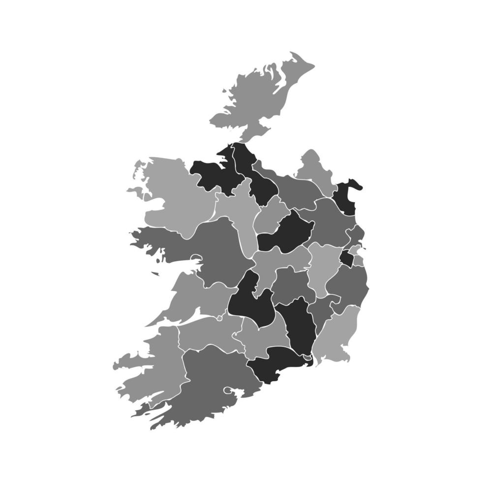 grau geteilte karte von irland vektor