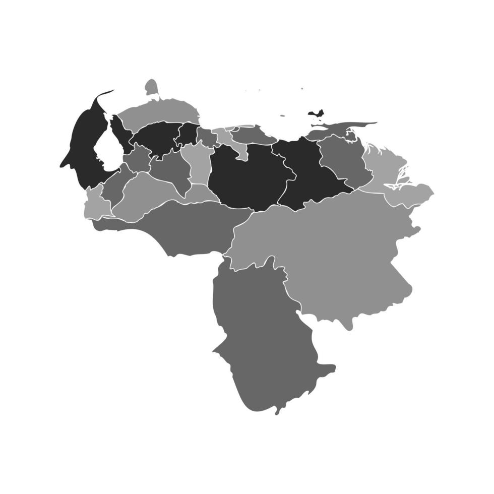 grå delad karta över venezuela vektor