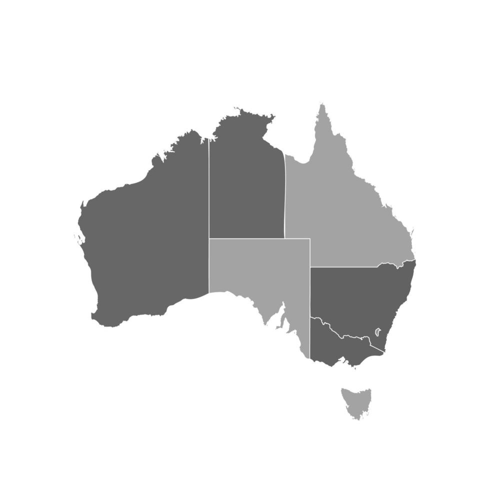 grå delad karta över Australien vektor