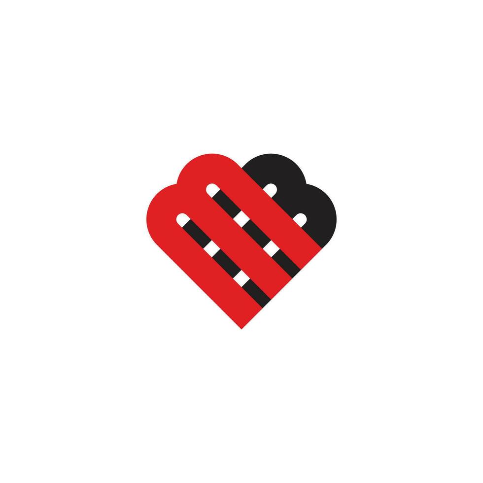 Brief mb verknüpft Schatten Liebe Herz Produkt Logo Vektor