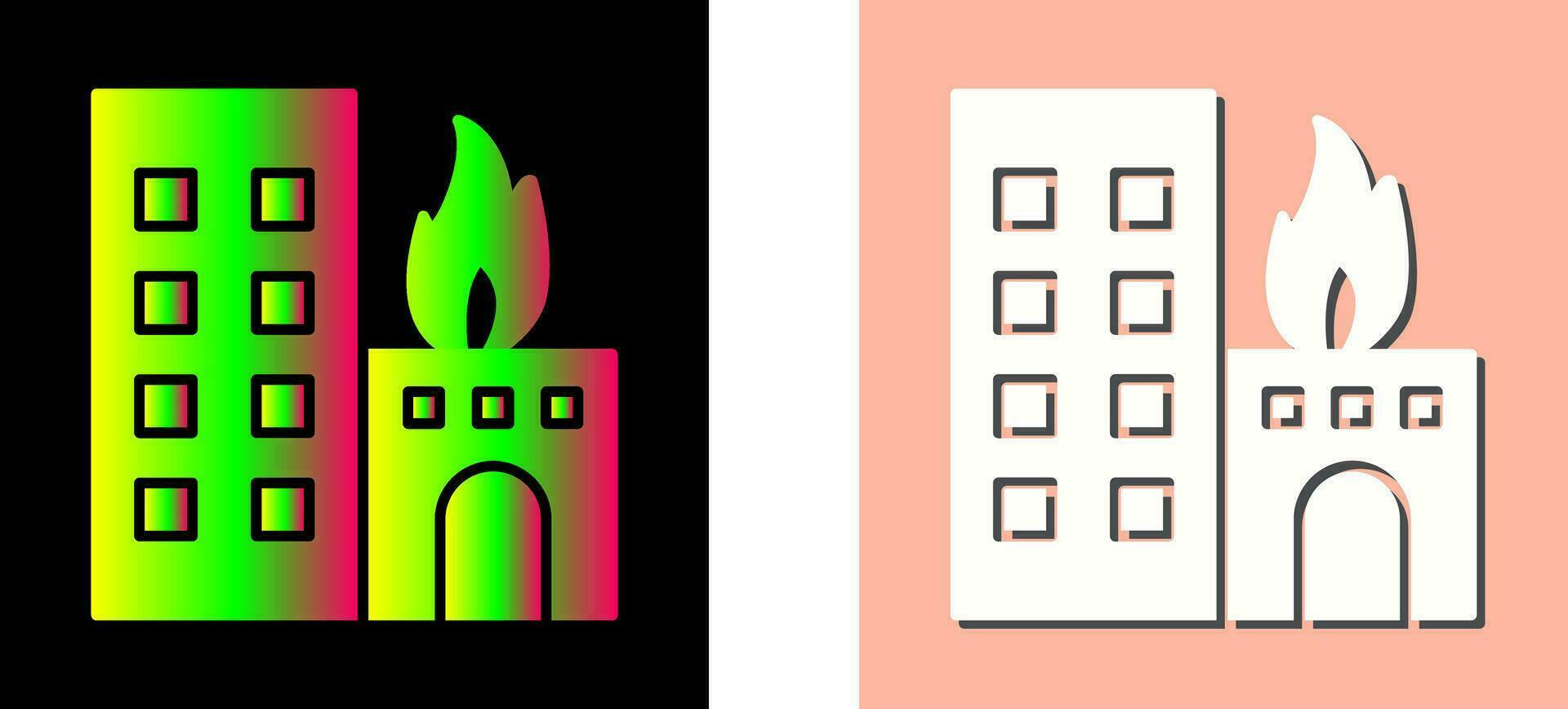 Einzigartiges Vektorsymbol für brennende Gebäude vektor