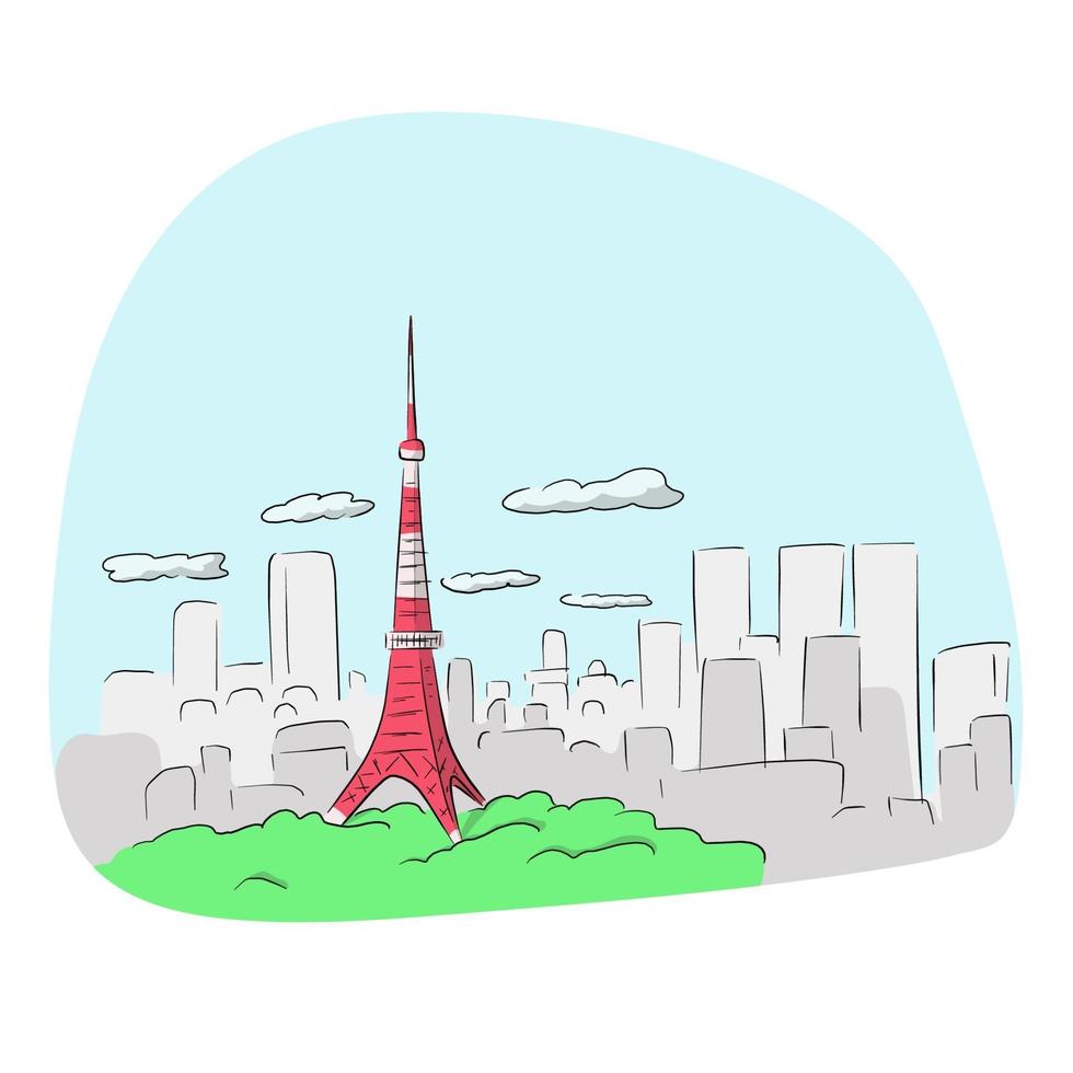 Tokyo Tower, Wahrzeichen Japans vektor