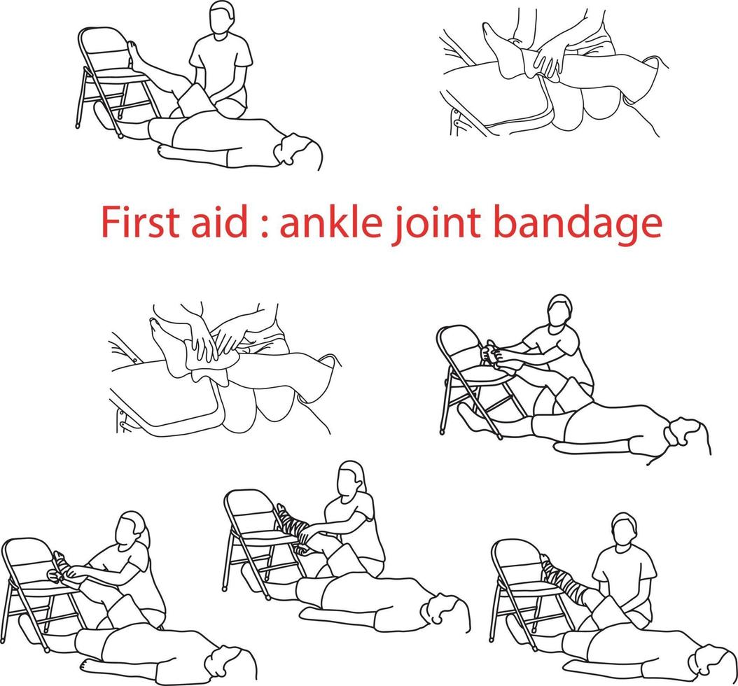 första hjälpen bandage vid skada på fotleden vektor