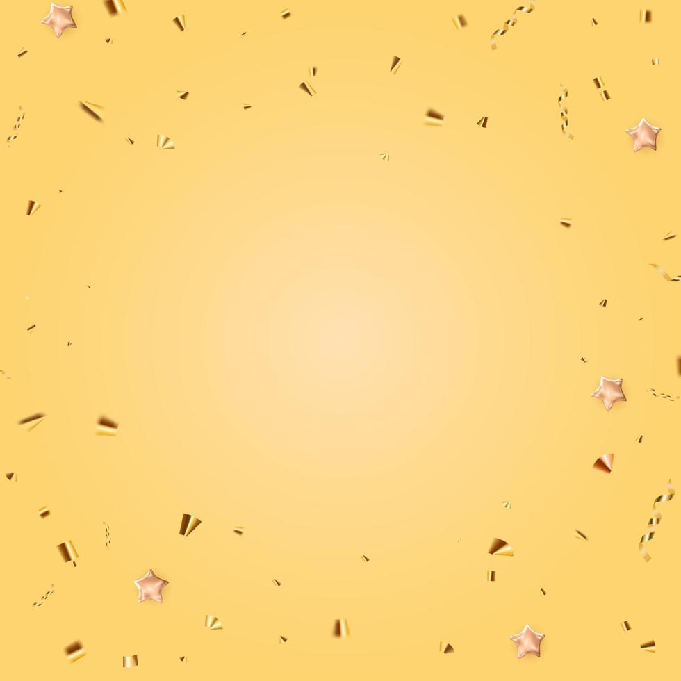 gul fest semester bakgrund med gyllene konfetti. vektor