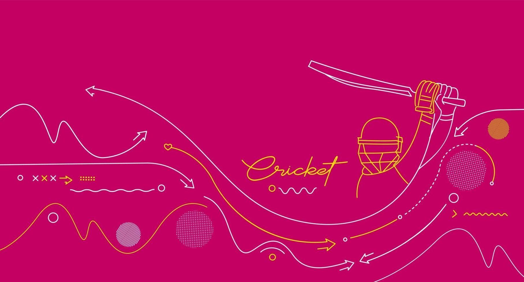 Cricket horizontaler Banner Schlagmann Meisterschaft Hintergrund. vektor