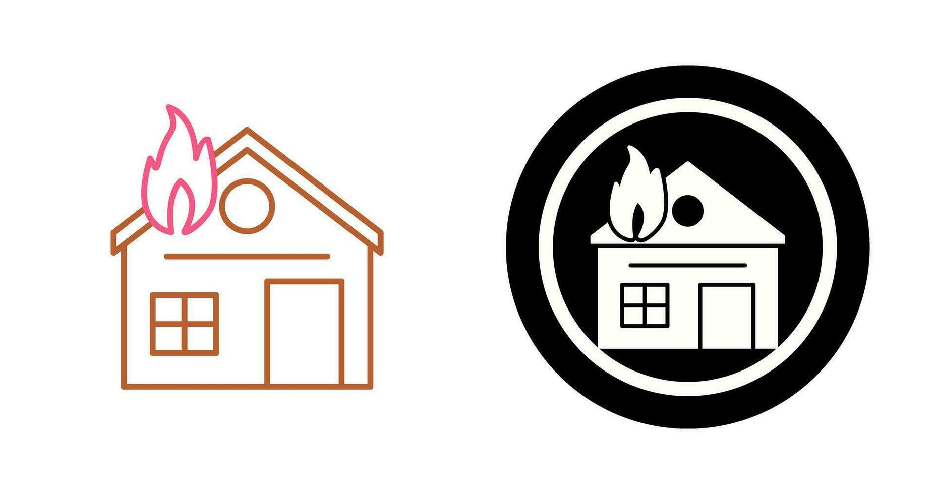 Einzigartiges Haus in Brand Vektor-Symbol vektor