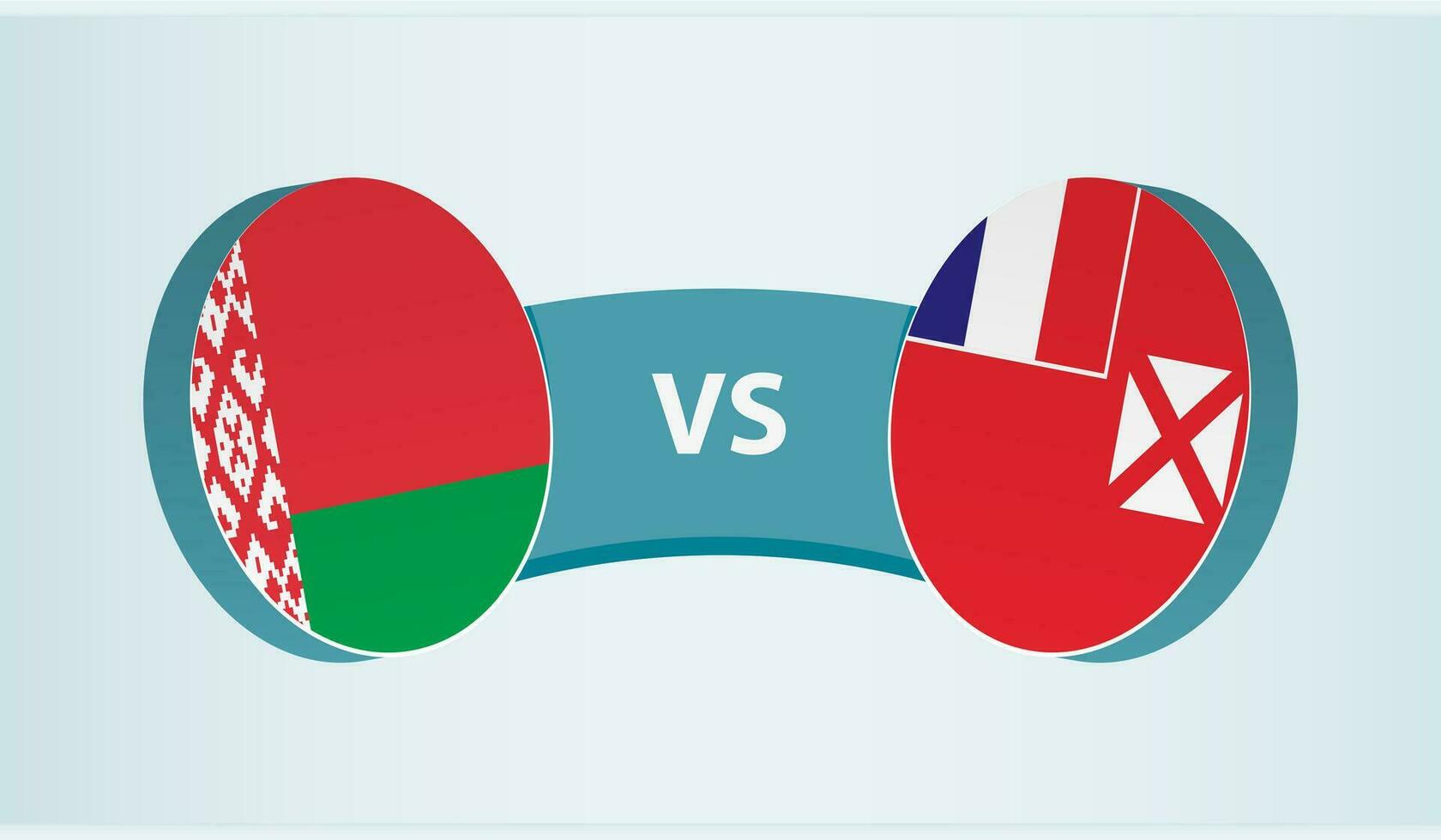 Vitryssland mot wallis och futuna, team sporter konkurrens begrepp. vektor