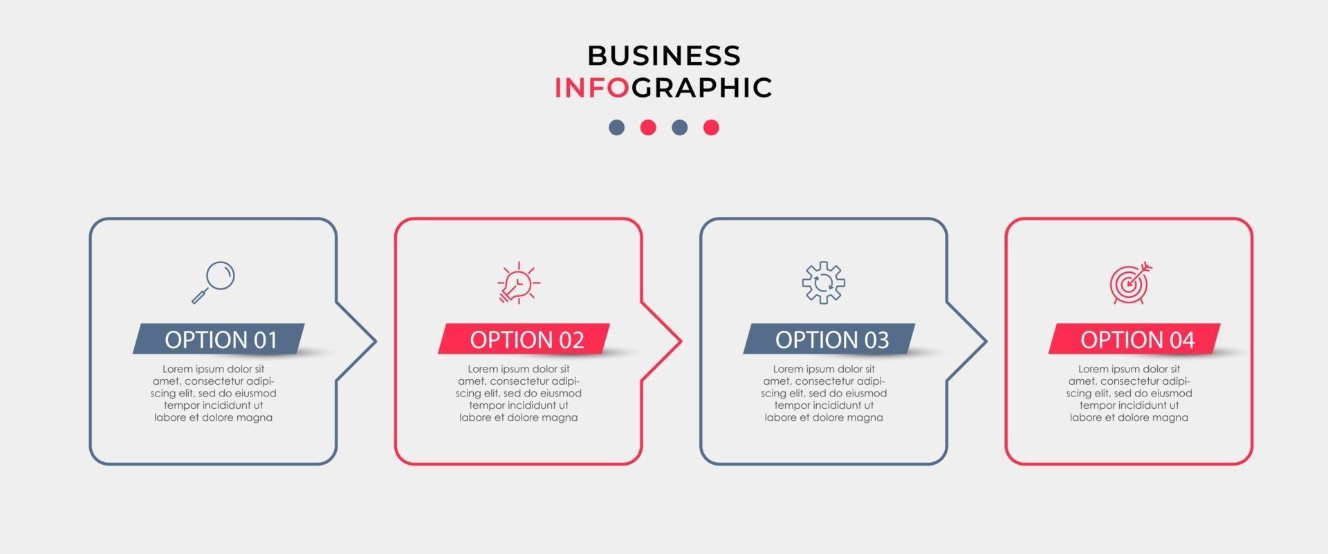 infographic designmall med ikoner och fyra alternativ eller steg vektor