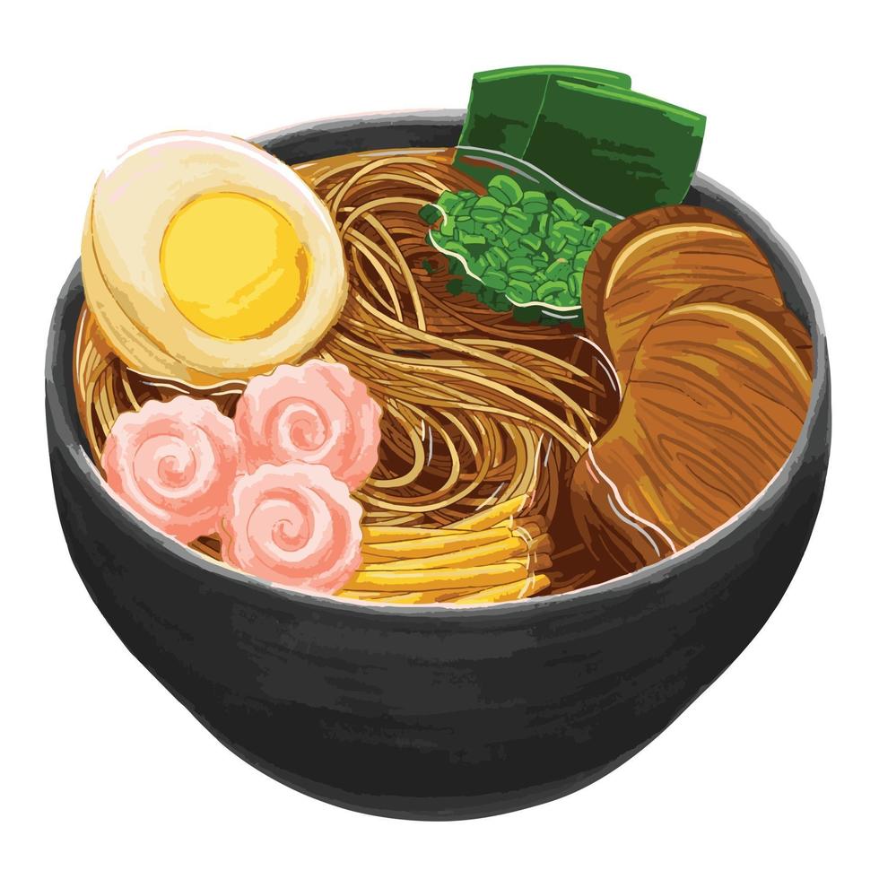 ramen japansk mat i platt designstil vektor