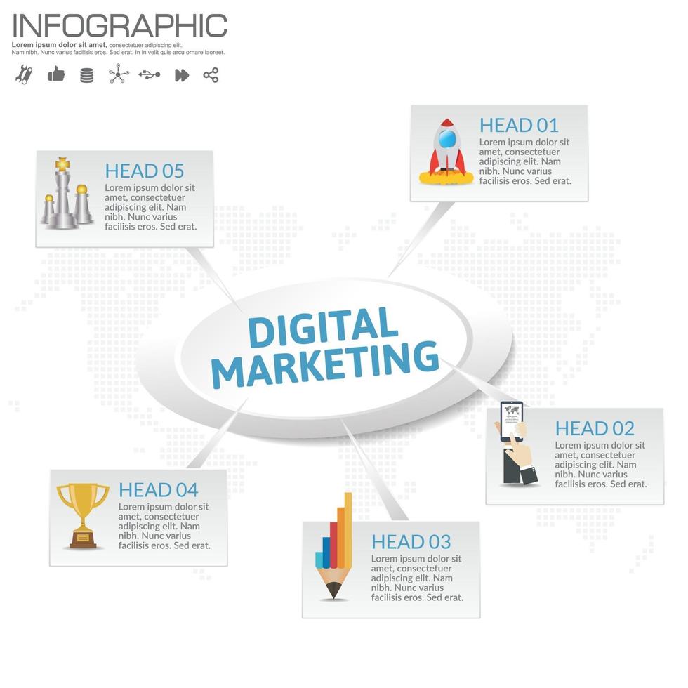 digitalt marknadsföringskoncept. infografiskt diagram med ikoner. vektor