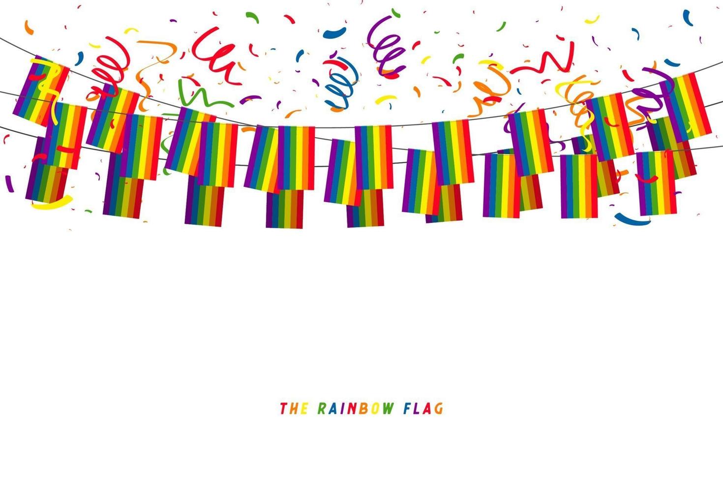 schwule Vektorflagge oder LGBT-Girlandenflagge mit Konfetti. vektor