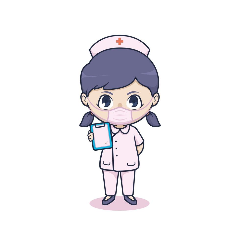 Chibi süßes Krankenschwester-Charakterdesign vektor
