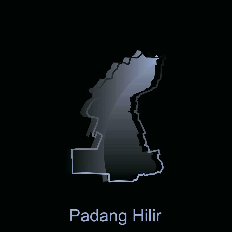 hoch detailliert Vektor Karte von Padang Hilir Stadt modern Umriss, Logo Vektor Design. abstrakt, Designs Konzept, Logo, Logo Element zum Vorlage.