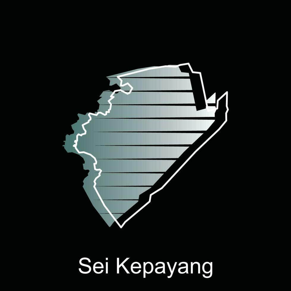 Karta stad av sei kepayang illustration design med översikt på svart bakgrund, design mall lämplig för din företag vektor
