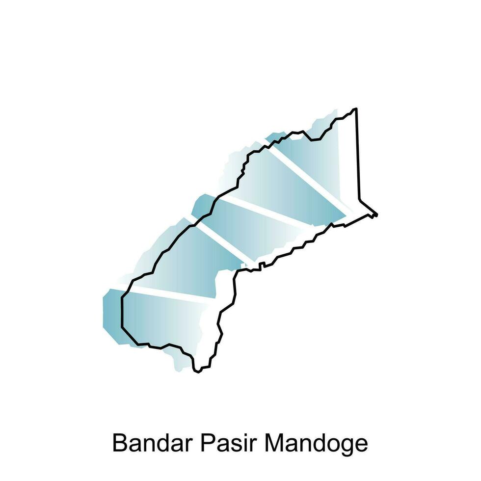 bandar passir Mandoge Stadt Karte von Norden Sumatra Provinz National Grenzen, wichtig Städte, Welt Karte Land Vektor Illustration Design Vorlage