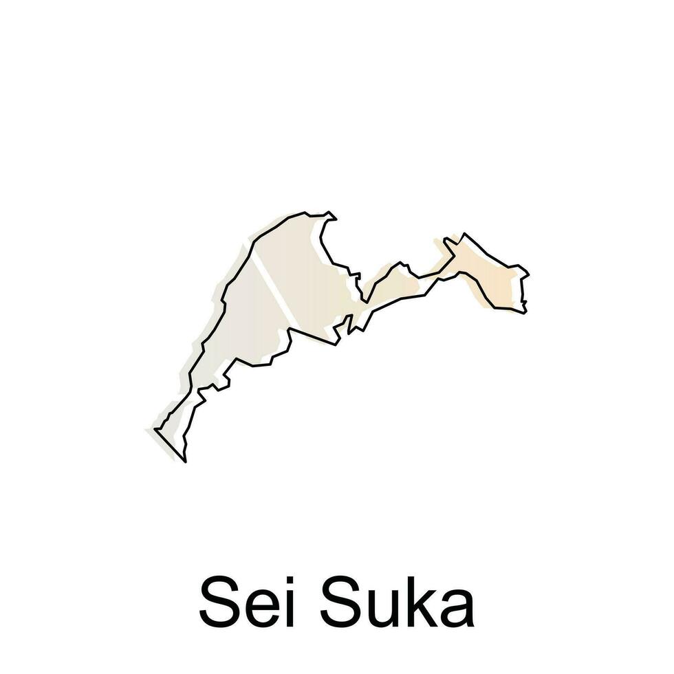 sei suka stad Karta av norr sumatra provins nationell gränser, Viktig städer, värld Karta Land vektor illustration design mall