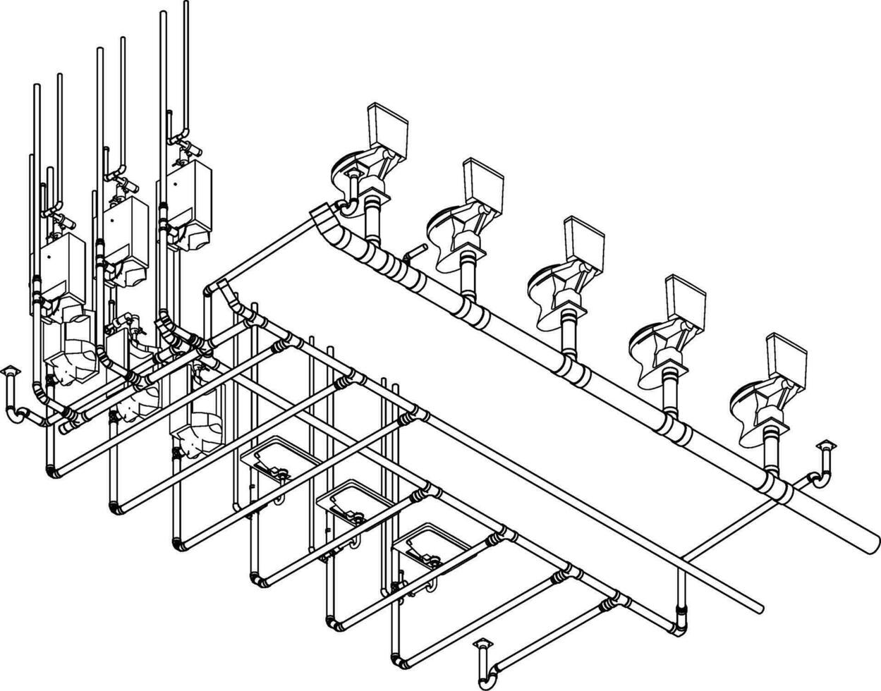 3d illustration av byggnad rör vektor