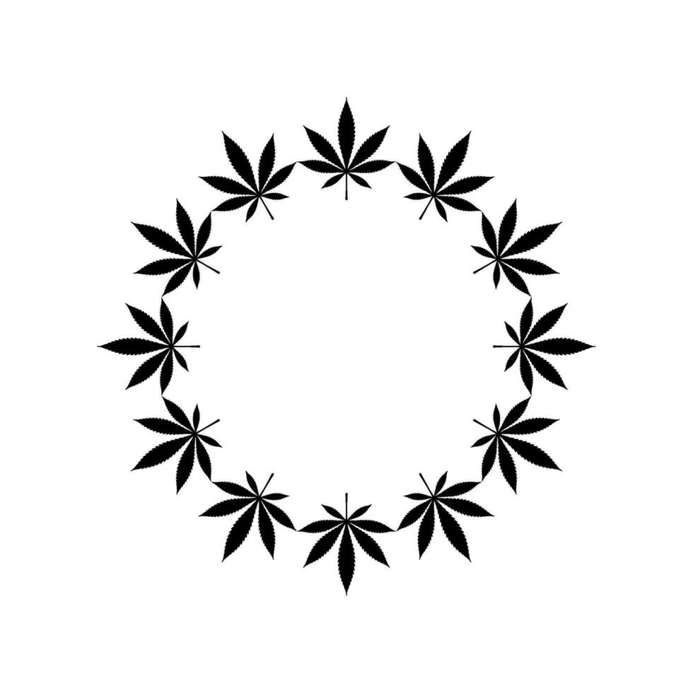 marijuana cirkel form sammansättning, kan använda sig av för dekoration, utsmyckad, tapet, omslag, konst illustration, textil, tyg, mode, eller grafisk design element. vektor illustration