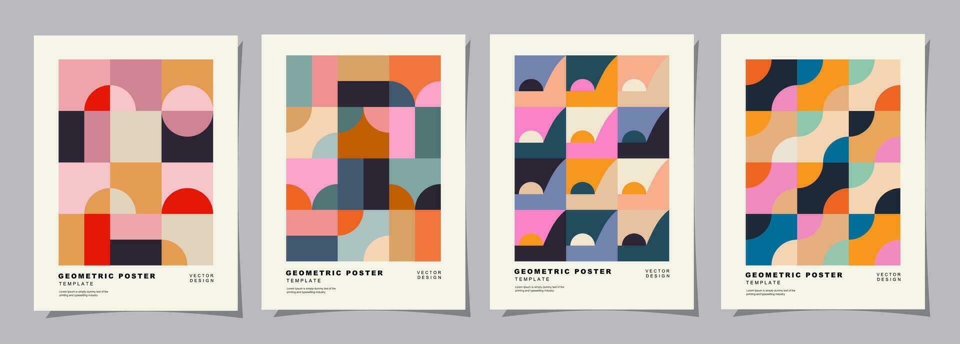 uppsättning av retro geometrisk mönster bakgrund. kreativ omslag eller posters begrepp i modern bauhaus stil för företags- identitet, branding och social media reklam. vektor