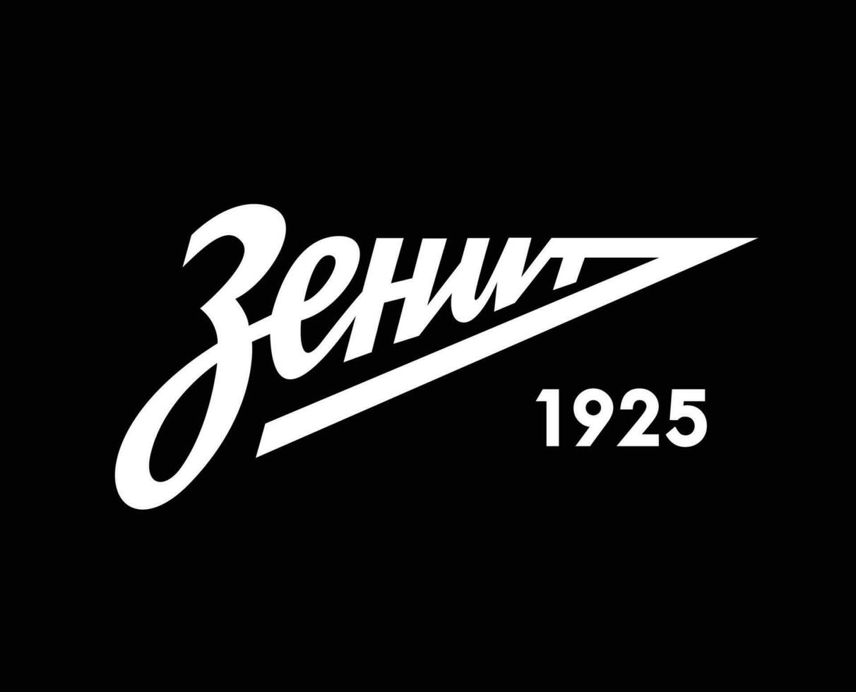zenit st petersburg logotyp klubb symbol vit ryssland liga fotboll abstrakt design vektor illustration med svart bakgrund