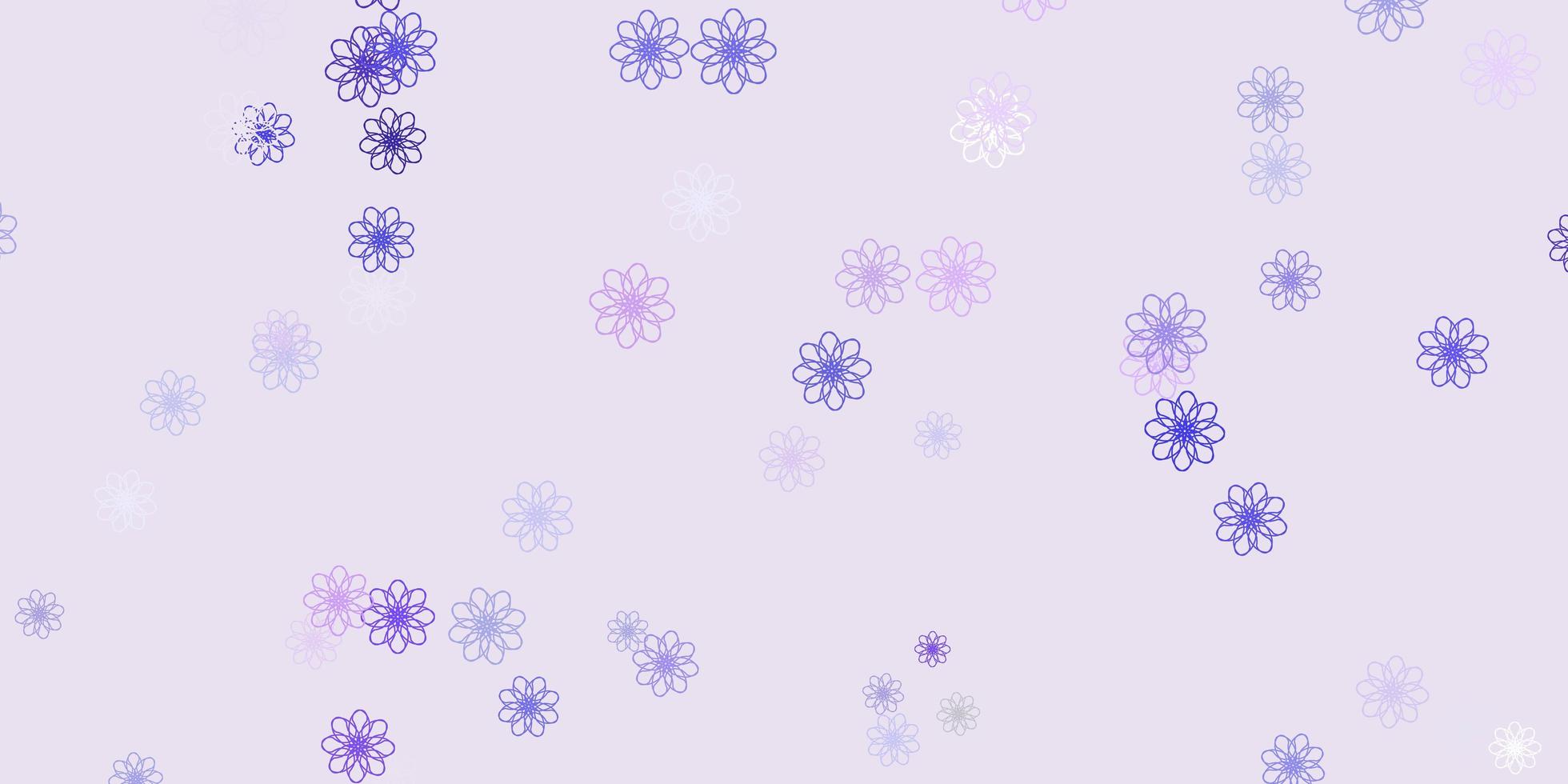 ljuslila vektor doodle mall med blommor.