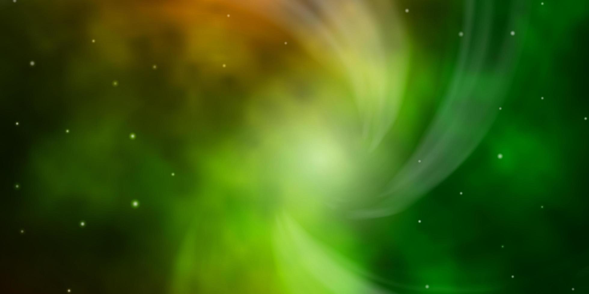mörkgrön, gul vektorbakgrund med små och stora stjärnor. vektor